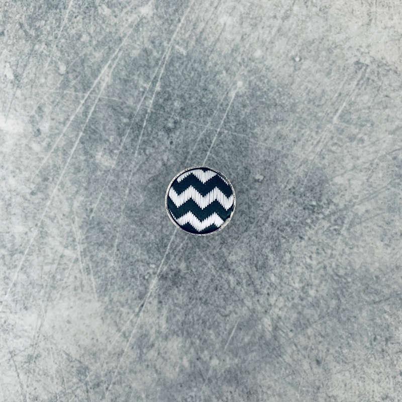 Stříbrno - černé manžetové knoflíčky Round Wave