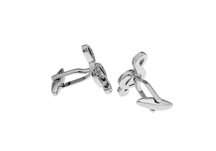 Manžetové knoflíčky Houslový klíč stříbrný krystaly