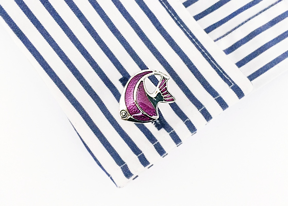 Manžetové knoflíčky Tropické ryby fialové 