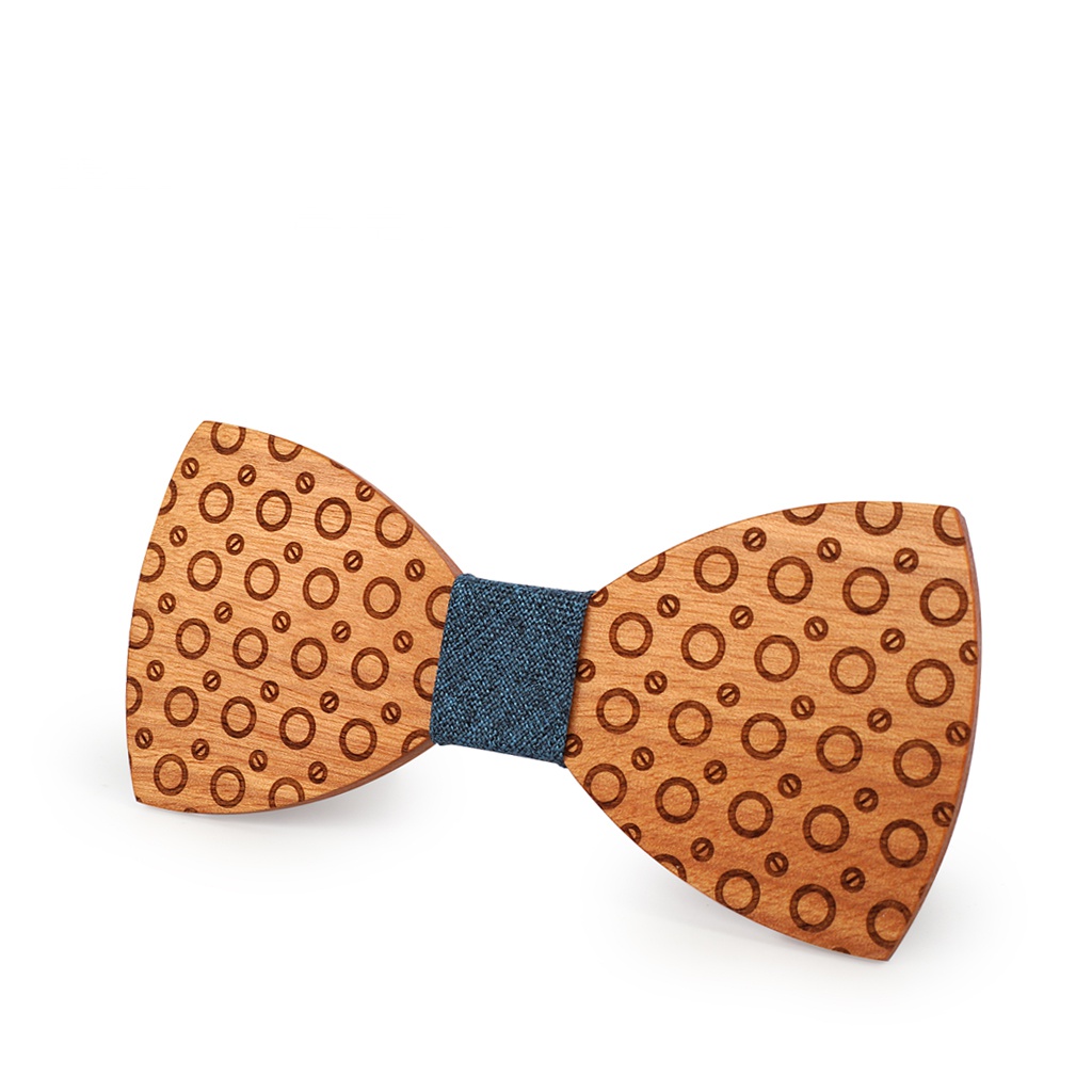 Dřevěný pánský motýlek Mahoosive Matice - modrý 