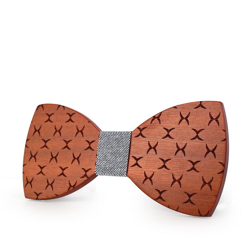 Dřevěný pánský motýlek Mahoosive Spider - černobílý