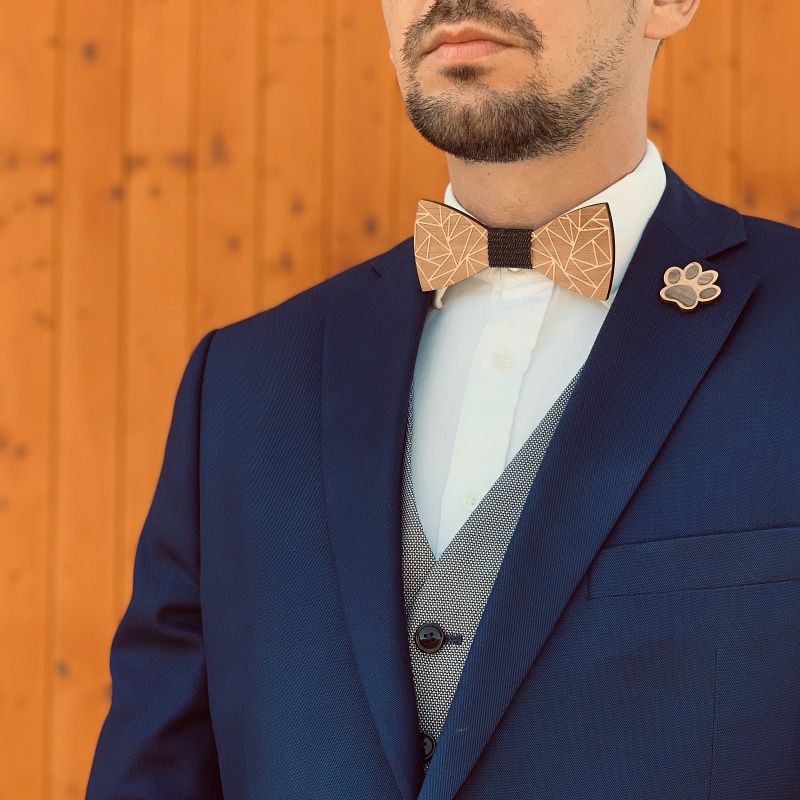 Dřevěný pánský motýlek Origami I.  denim