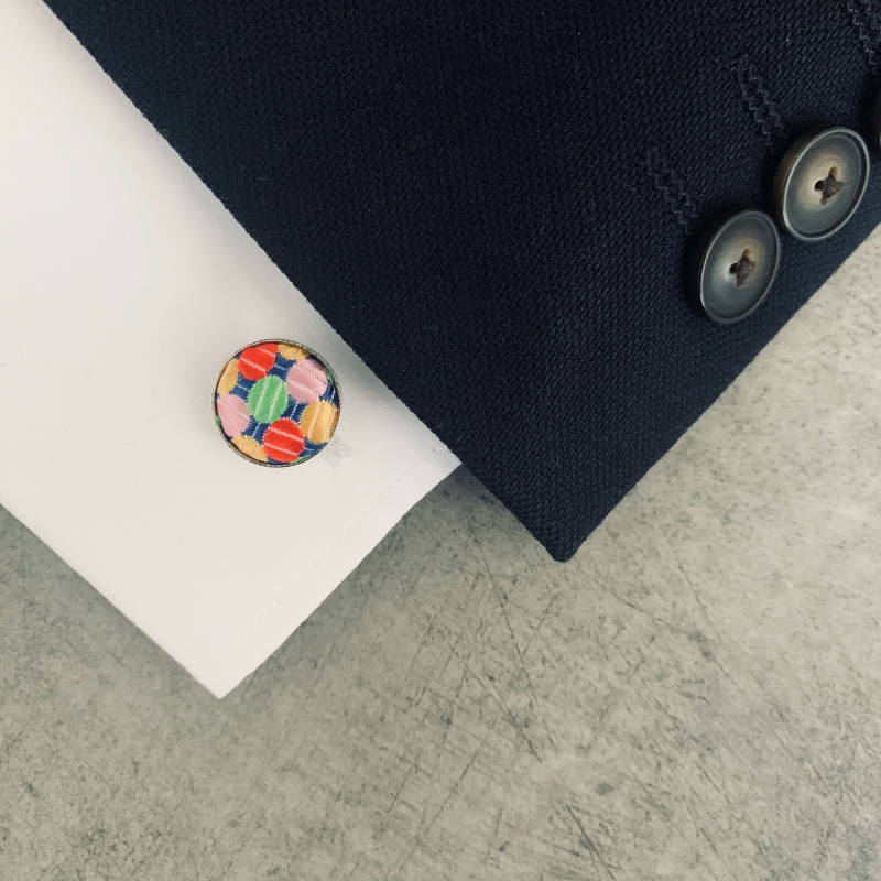 Barevný set - motýlek + kapesník + manžetové knoflíčky Bubble 