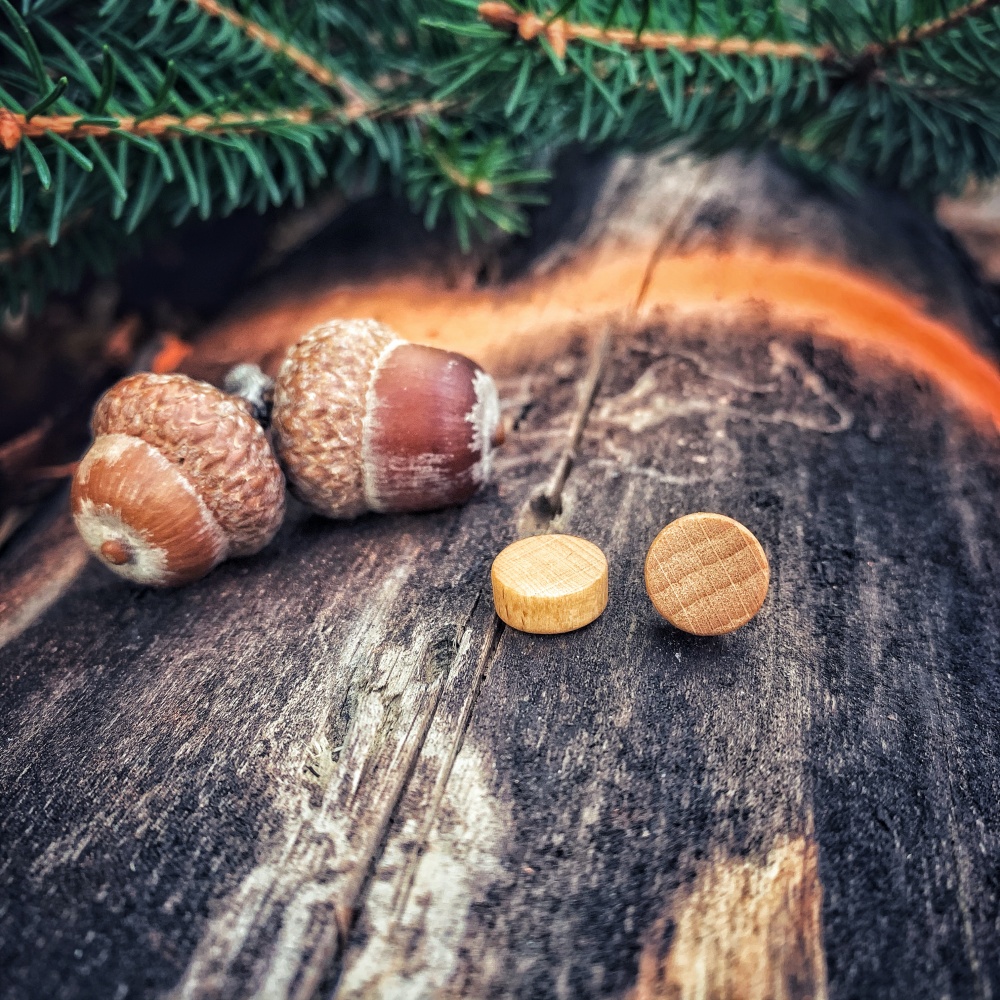 Béžová náušnice Wood 