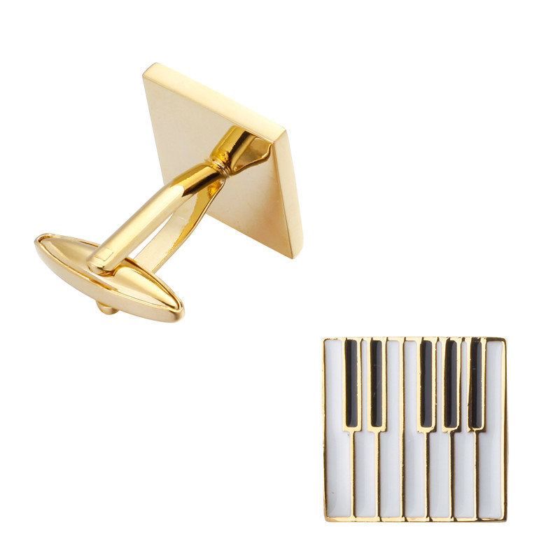 Manžetové knoflíčky Piano klávesy zlaté  