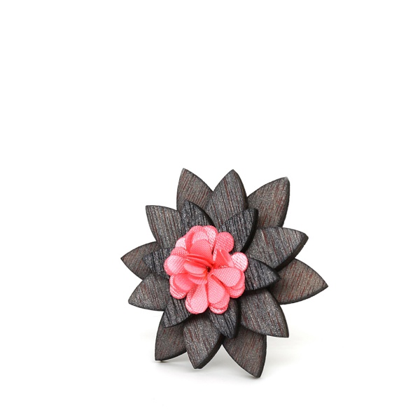Dřevěná pánská brož Hvězda - růžová 