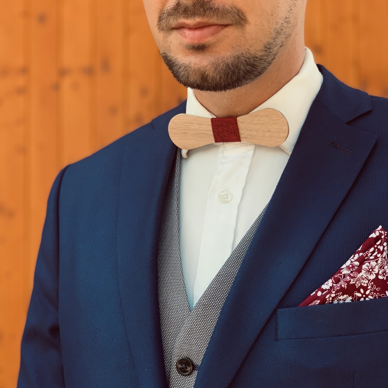 Dřevěný pánský motýlek Mahoosive Lollipop - red 