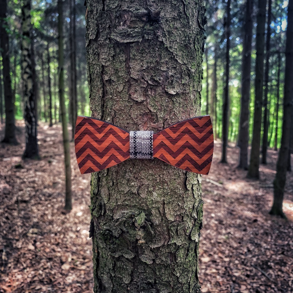 Dřevěný pánský motýlek Wave grey