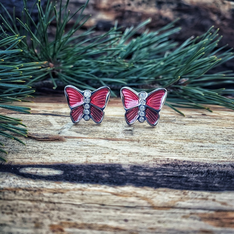 Manžetové knoflíčky Červený motýl 