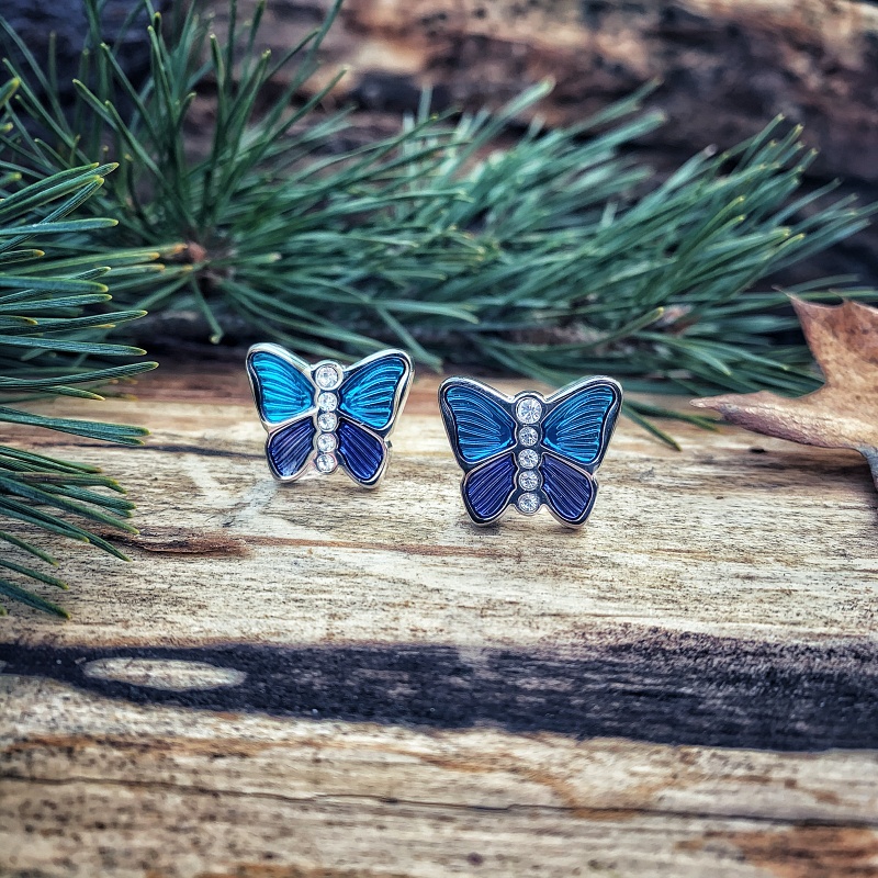 Manžetové knoflíčky Modrý motýl 
