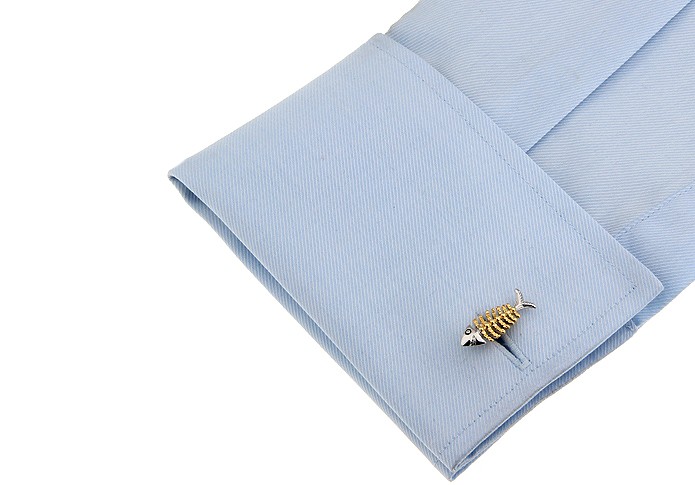 Set - spona na kravatu a manžetové knoflíčky Rybička 