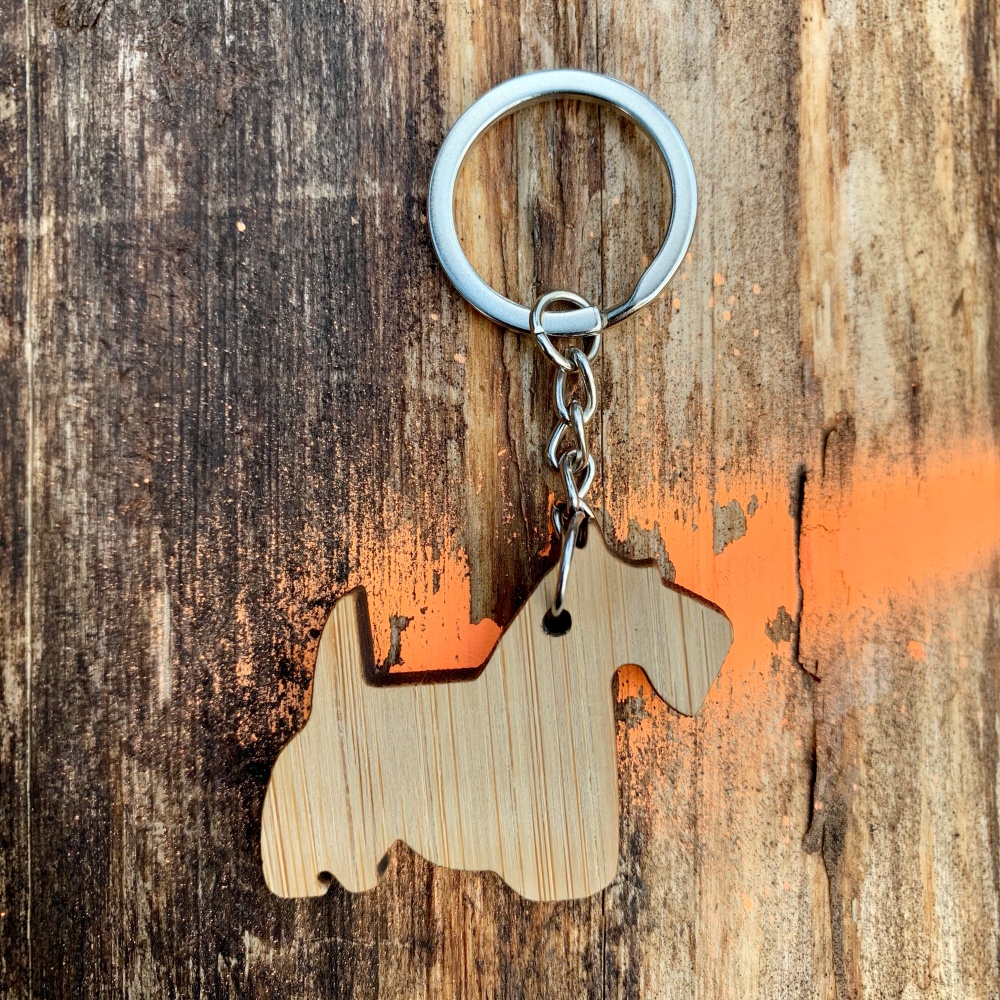 Dřevěná klíčenka Teriér 