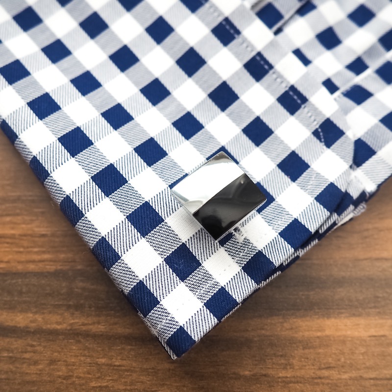 Černo - stříbrný set - spona na kravatu a manžetové knoflíčky 50-50