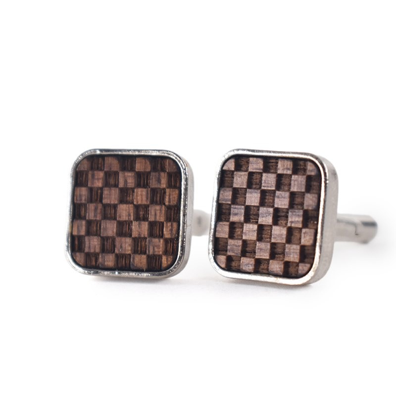 Manžetové knoflíčky Wood Šachovnice 