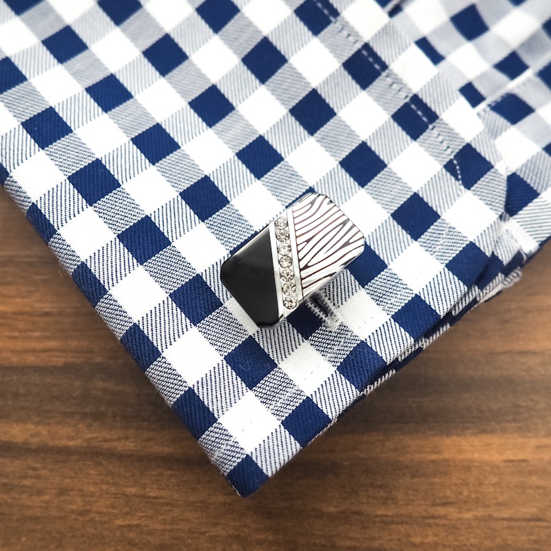 Set - spona na kravatu a manžetové knoflíčky Zebra crystal 