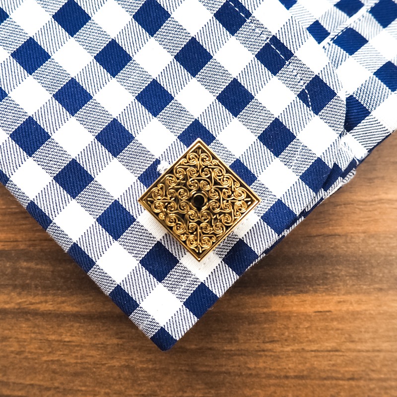 Černo - zlatý set - spona na kravatu a manžetové knoflíčky Luxury gold