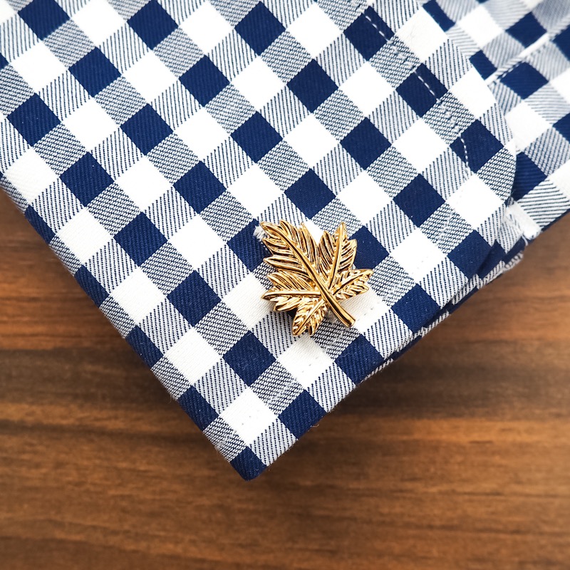 Zlatý set - spona na kravatu a manžetové knoflíčky List 