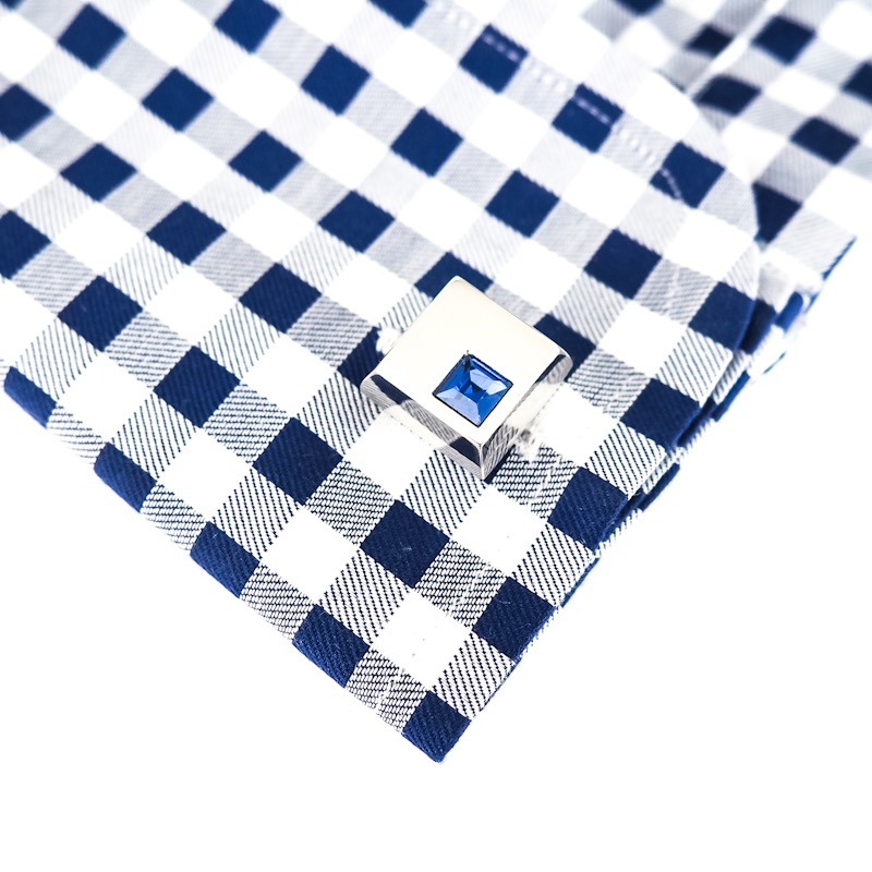 Set - spona na kravatu a manžetové knoflíčky Blue crystal 