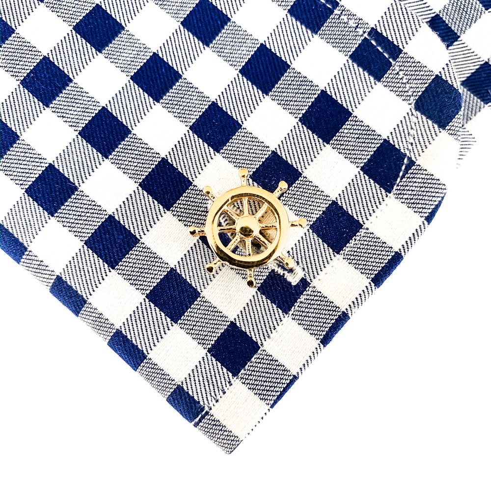 Zlatý set - spona na kravatu a manžetové knoflíčky Kotva a kormidlo 