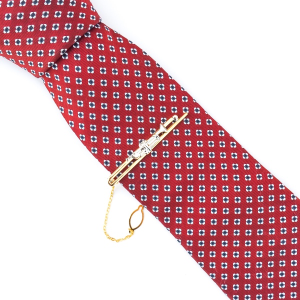 Zlatý set - spona na kravatu a manžetové knoflíčky Trubka a noty 