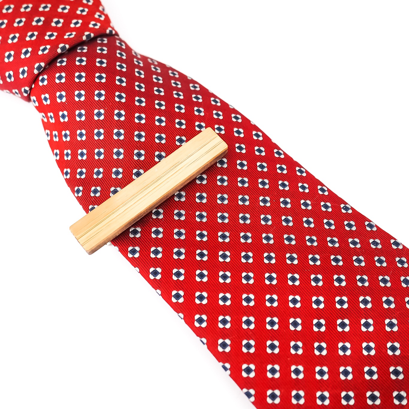 Dřevěný set - spona na kravatu a manžetové knoflíčky Srdce 