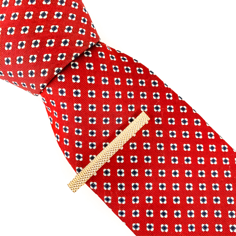 Zlatý set - spona na kravatu Geometric a manžetové knoflíčky Uzel 