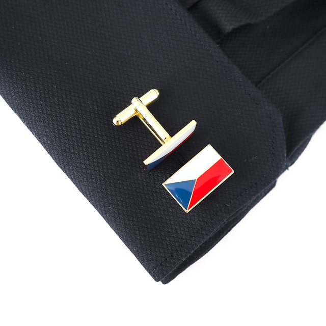 Zlaté manžetové knoflíčky Vlajka Česká republika