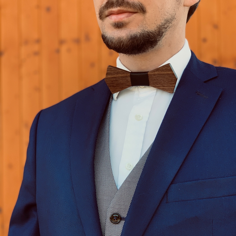 Dřevěný pánský motýlek Slim Leather