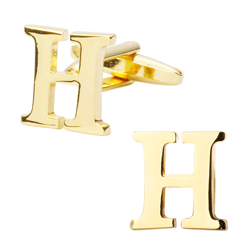 Manžetový knoflíček zlatý Iniciál H - malý 