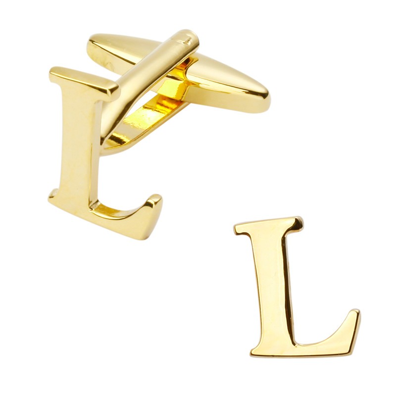 Manžetový knoflíček zlatý Iniciál L - malý 