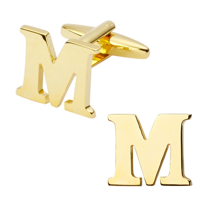 Manžetový knoflíček zlatý Iniciál M - malý 