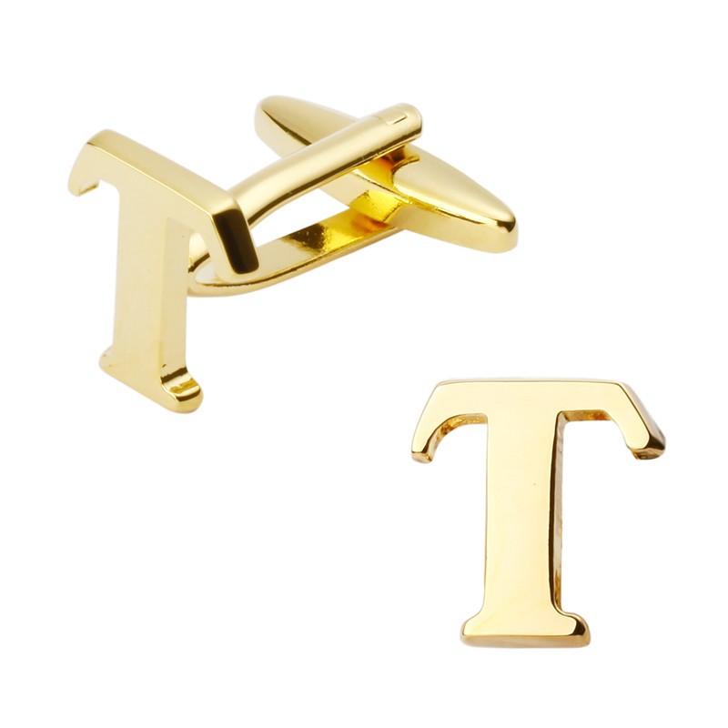 Manžetový knoflíček zlatý Iniciál T - malý 