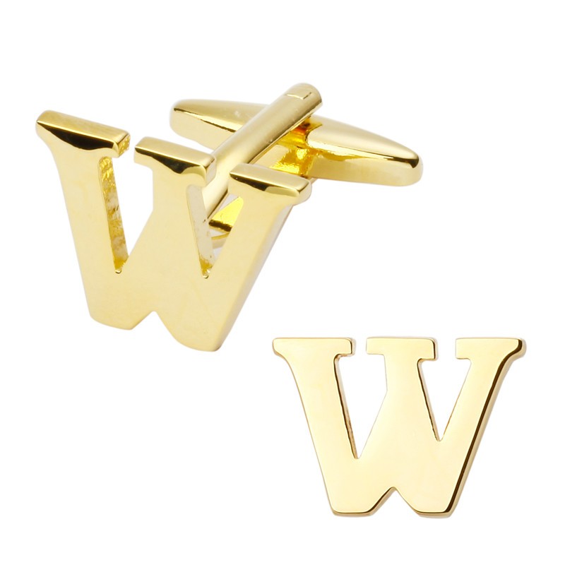 Manžetový knoflíček zlatý Iniciál W - malý 