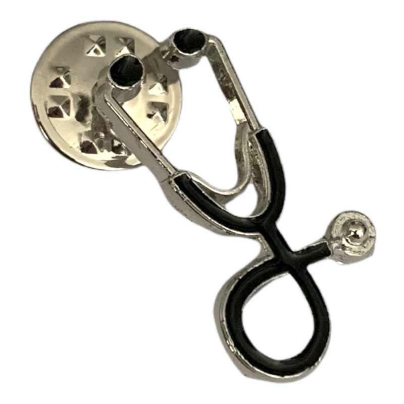 Stříbrno - černá brož Stetoskop 