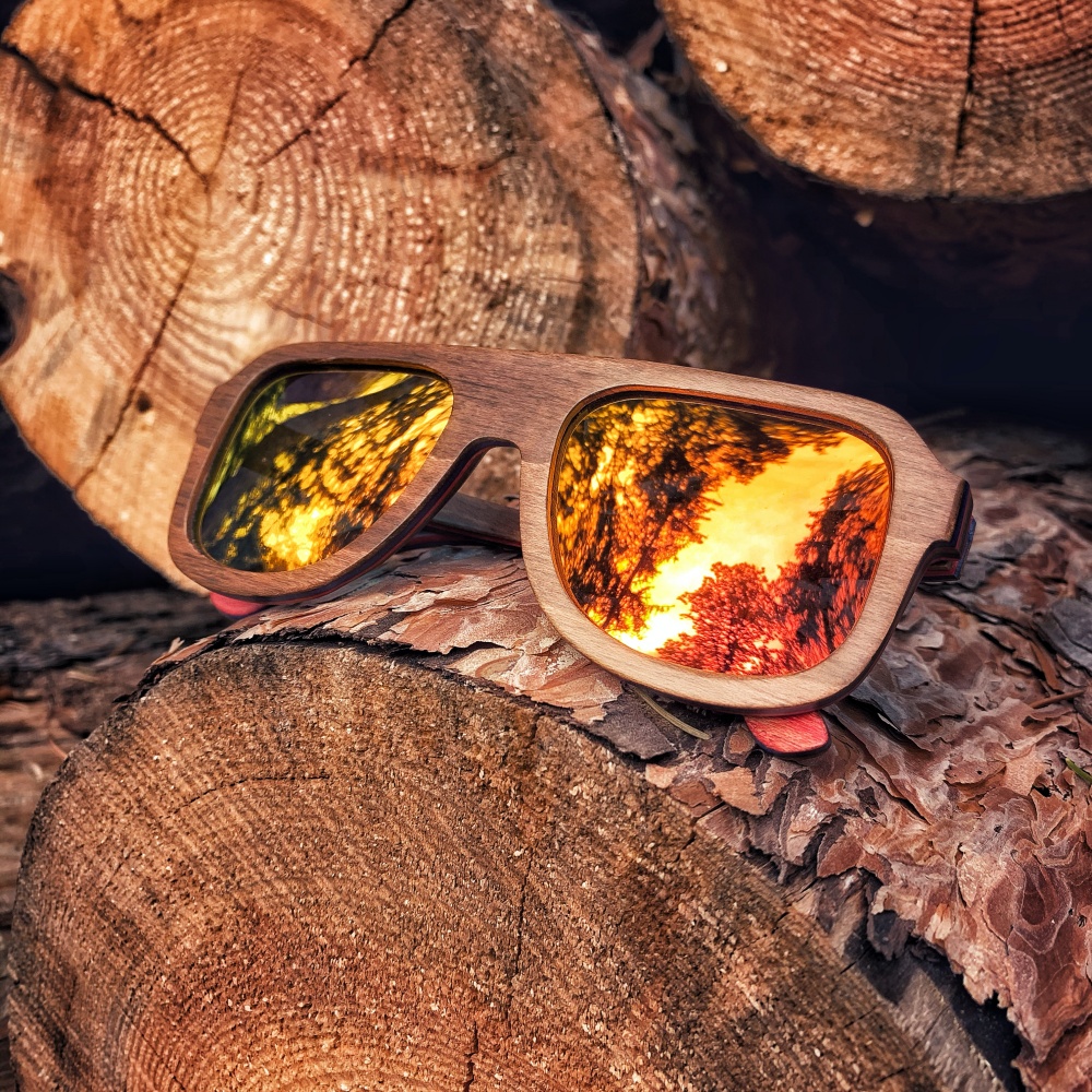 Dřevěné zrcadlové sluneční brýle Wood 