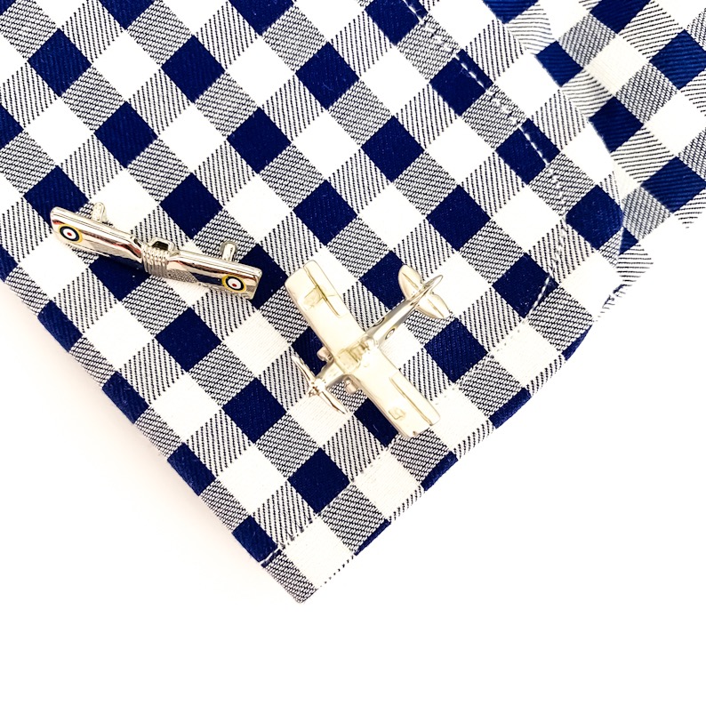 Manžetové knoflíčky Letadlo dvouplošník RAF - II. jakost 