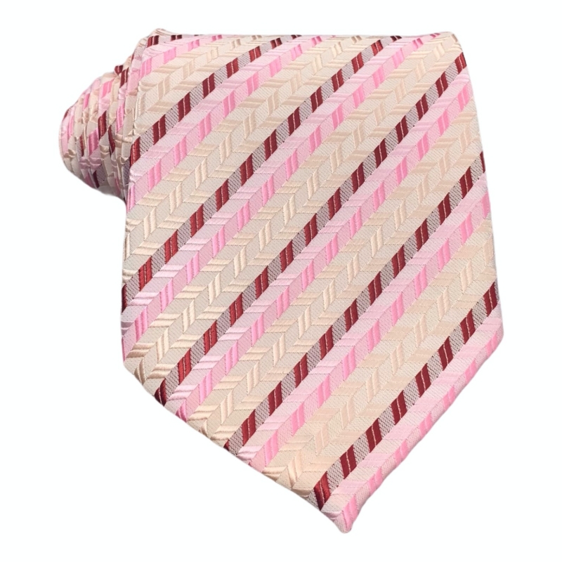 Růžová kravata Pruhy 