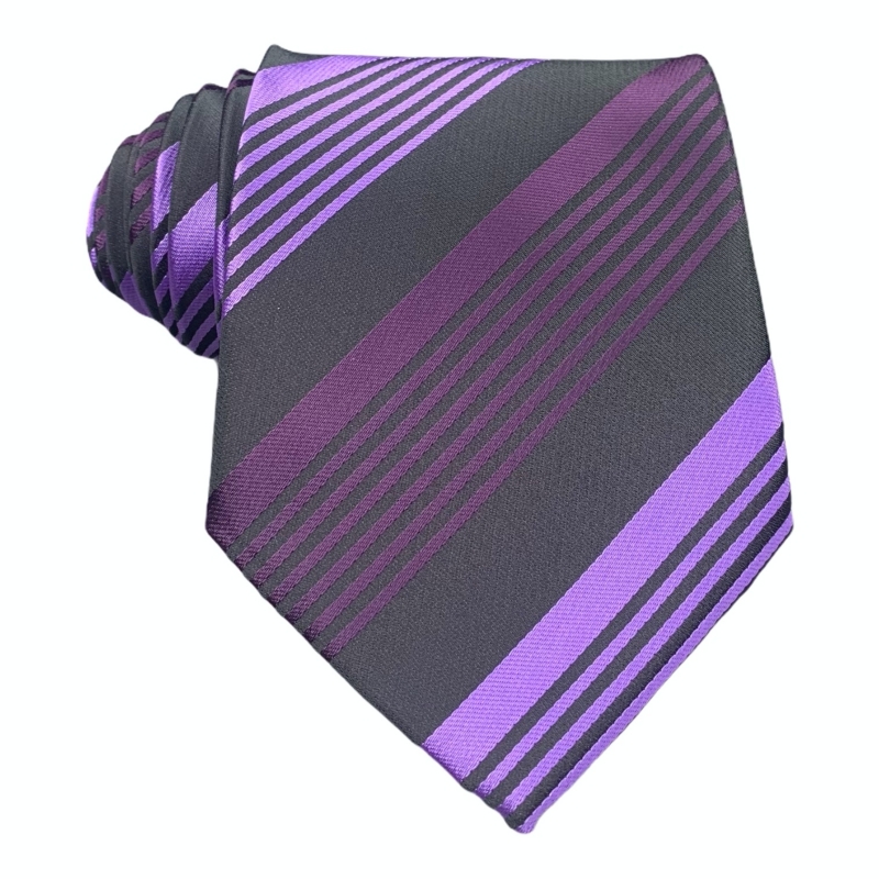 Černo - fialová kravata Pruhy 