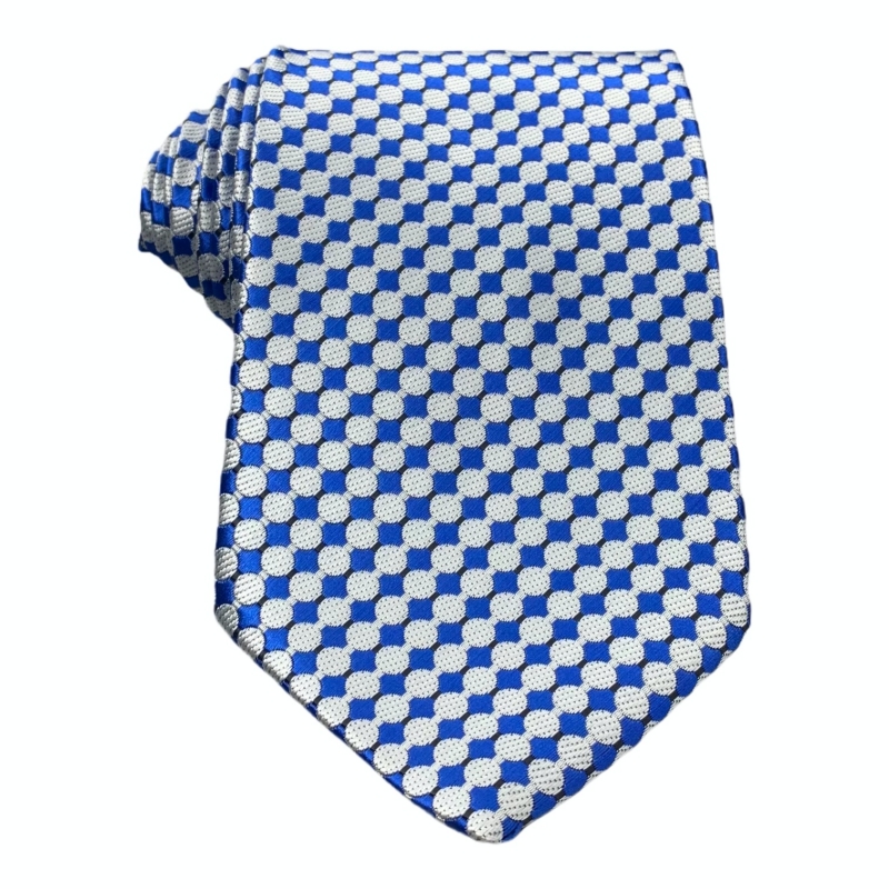 Stříbrno - modrá kravata Round 