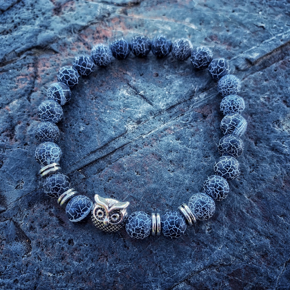 Tmavě modrý náramek Sova 