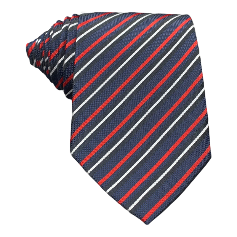 Modrá kravata Red stripes