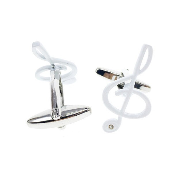 Manžetové knoflíčky Houslový klíč bílý 