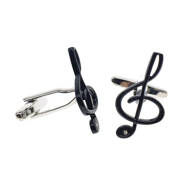 Manžetové knoflíčky Houslový klíč černý 