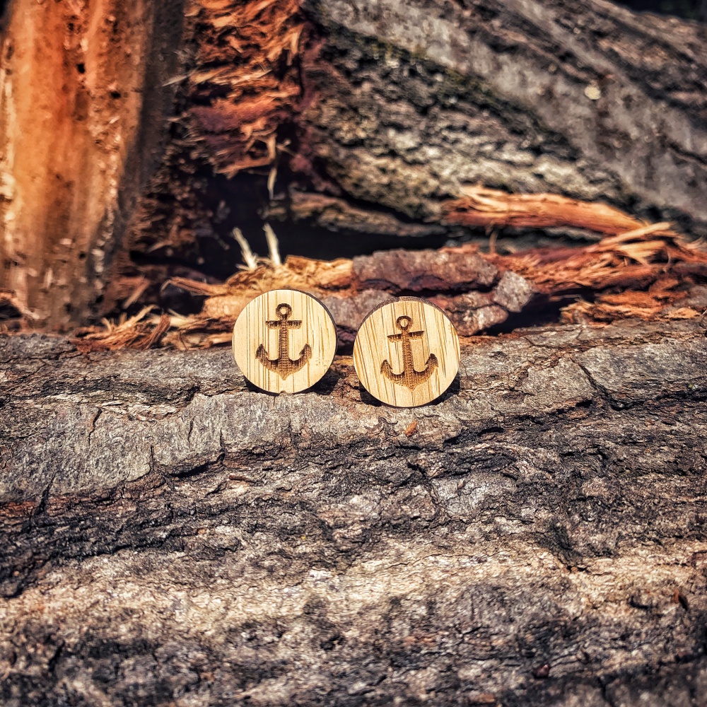 Dřevěný set - motýlek + manžetové knoflíčky Kotva 