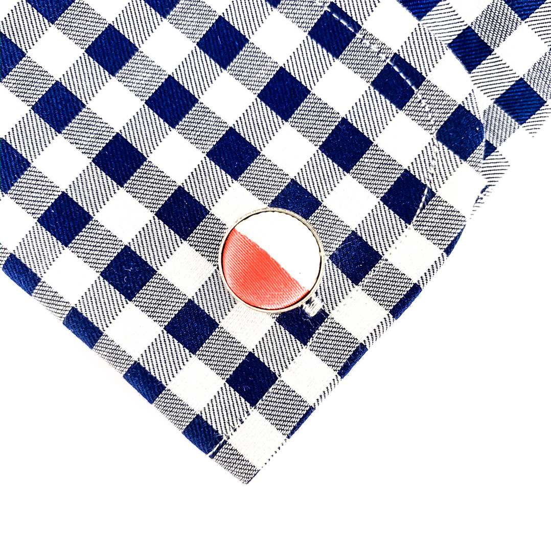 Růžovo - bílý set kravata, kapesník a manžetové knoflíčky Stripe 