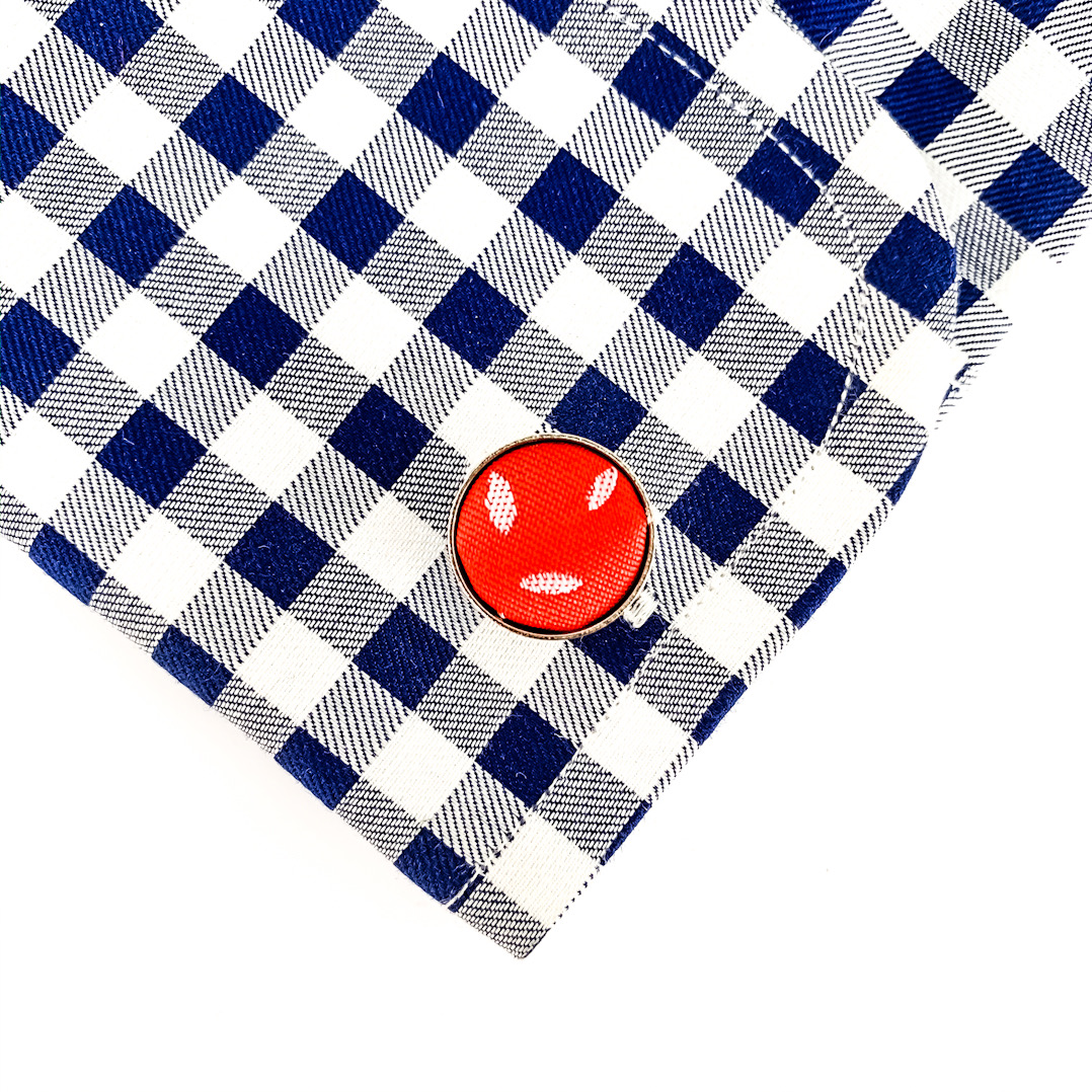 Červený set kravata, kapesník a manžetové knoflíčky Žito