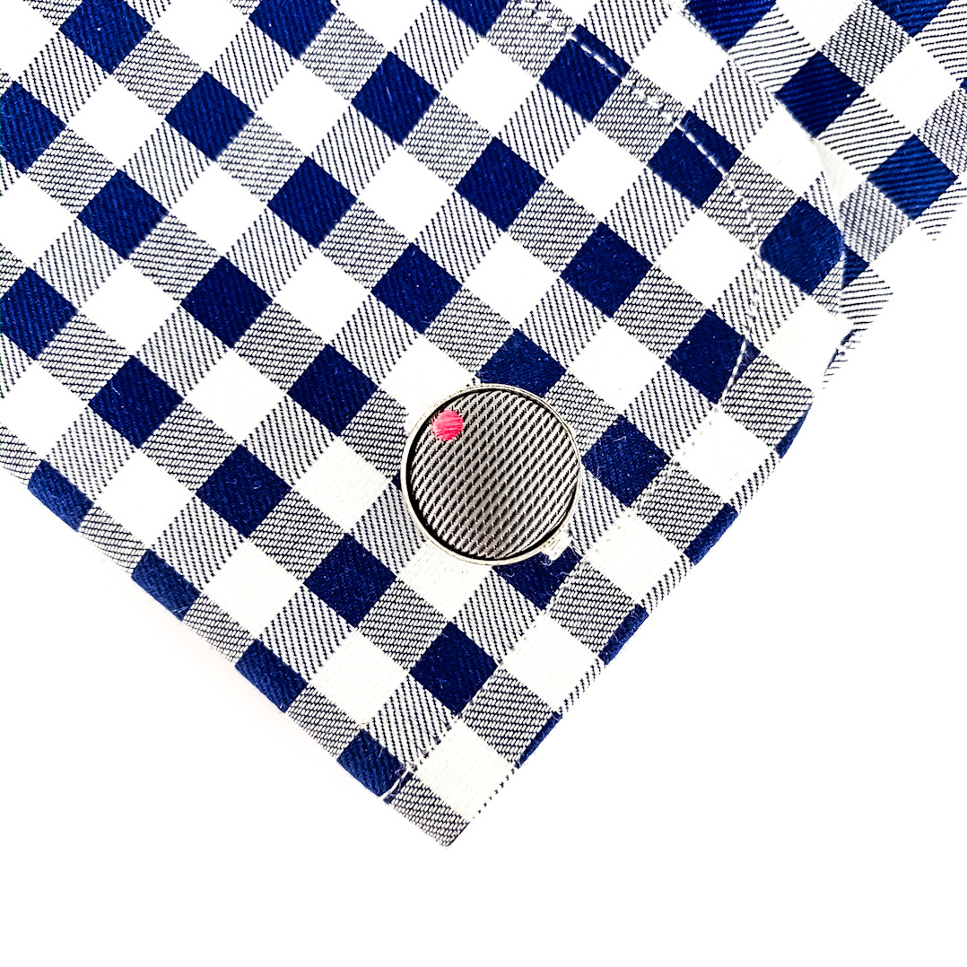 Šedo - růžový set kravata, kapesník a manžetové knoflíčky Dot 