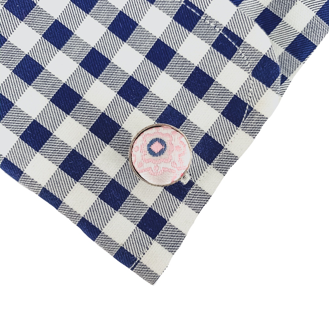 Růžový set kravata, kapesník a manžetové knoflíčky Emblems