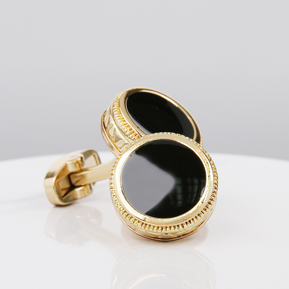 Manžetové knoflíčky Luxury black round 