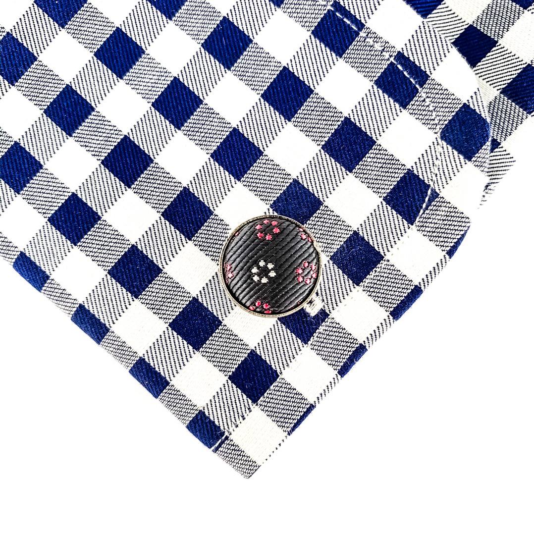 Šedý set kravata, kapesník a manžetové knoflíčky Flowee